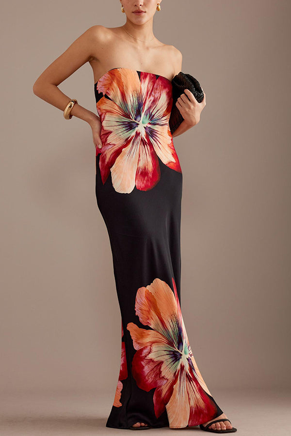BECKY | SATIN FLORAL MAXI DRESS
