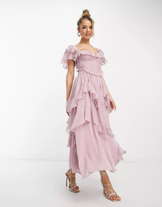 FREYNA | RUFFLE MIDI DRESS