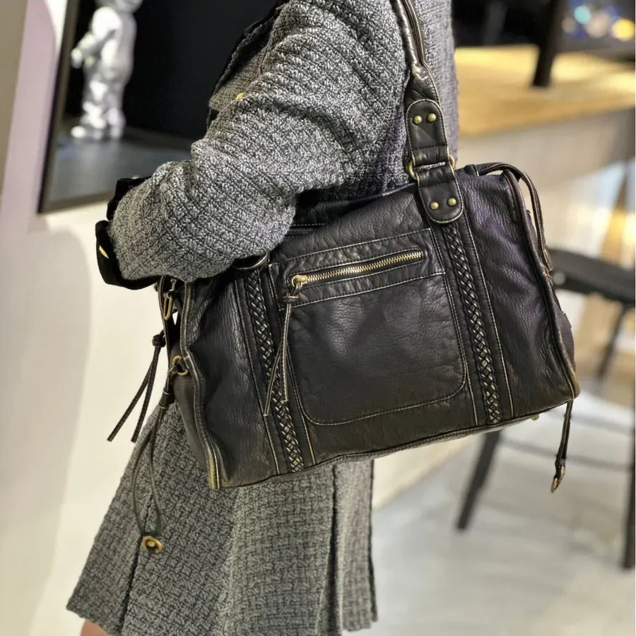 Soline vintage vegan leather shoulder bag