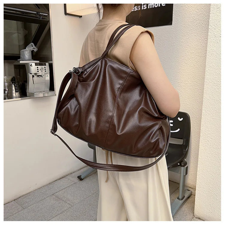 large soft leather school bag with zipper - Ezia