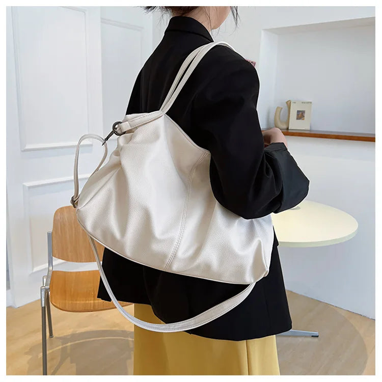 large soft leather school bag with zipper - Ezia