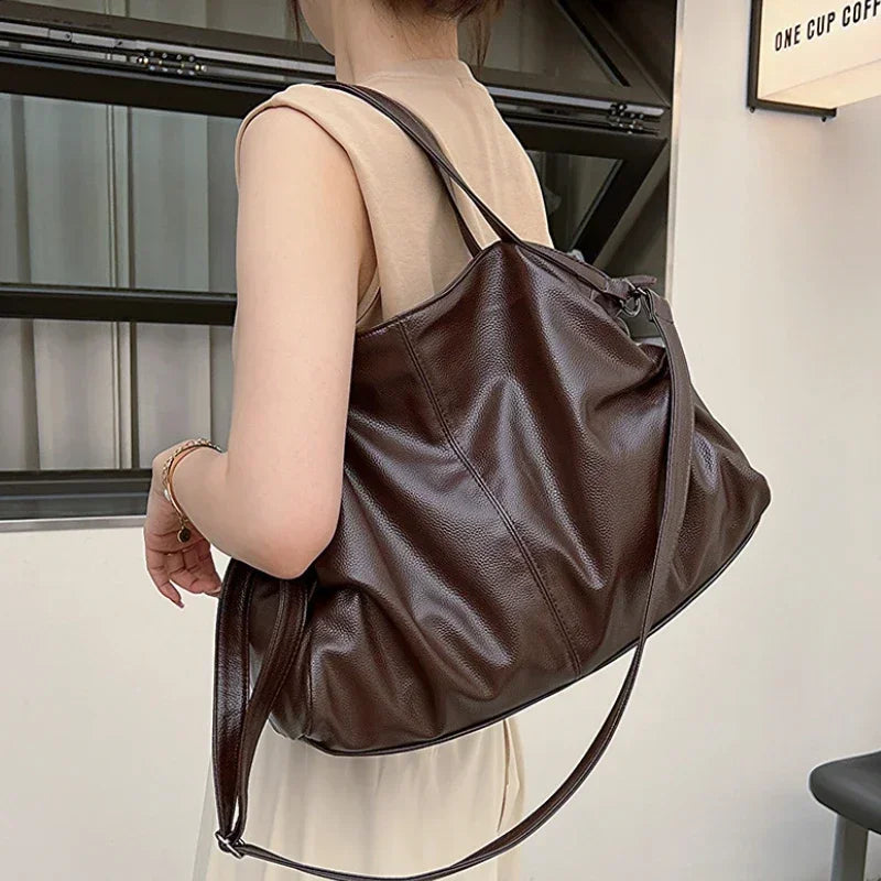 large soft leather school bag with zipper - Ezia