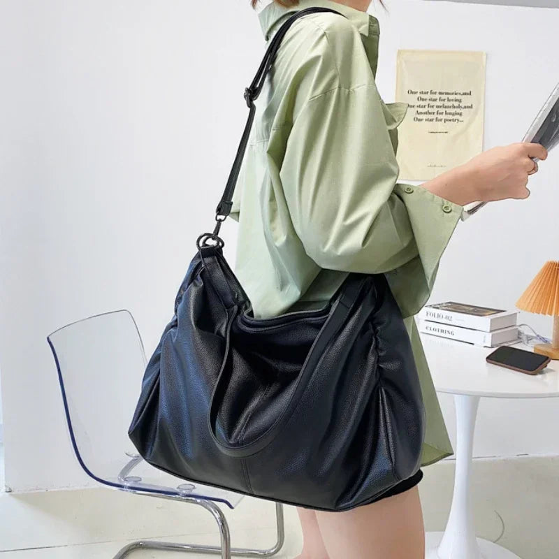 large soft leather school bag with zipper - Ezia