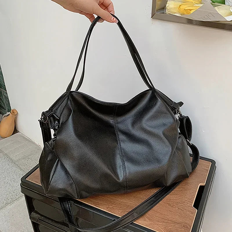 large soft leather school bag with zipper - Ezia