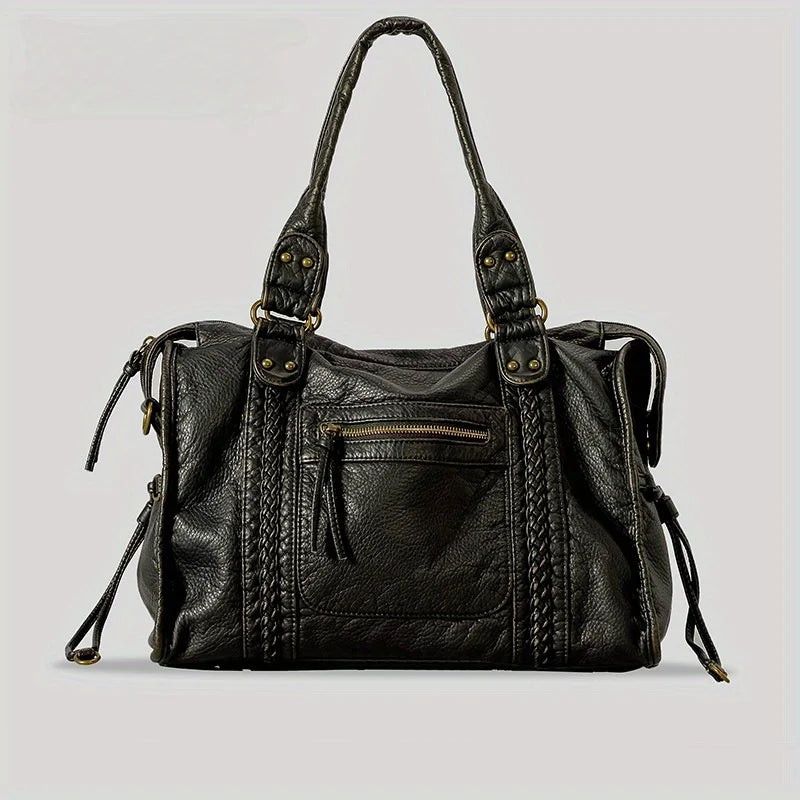 Soline vintage vegan leather shoulder bag