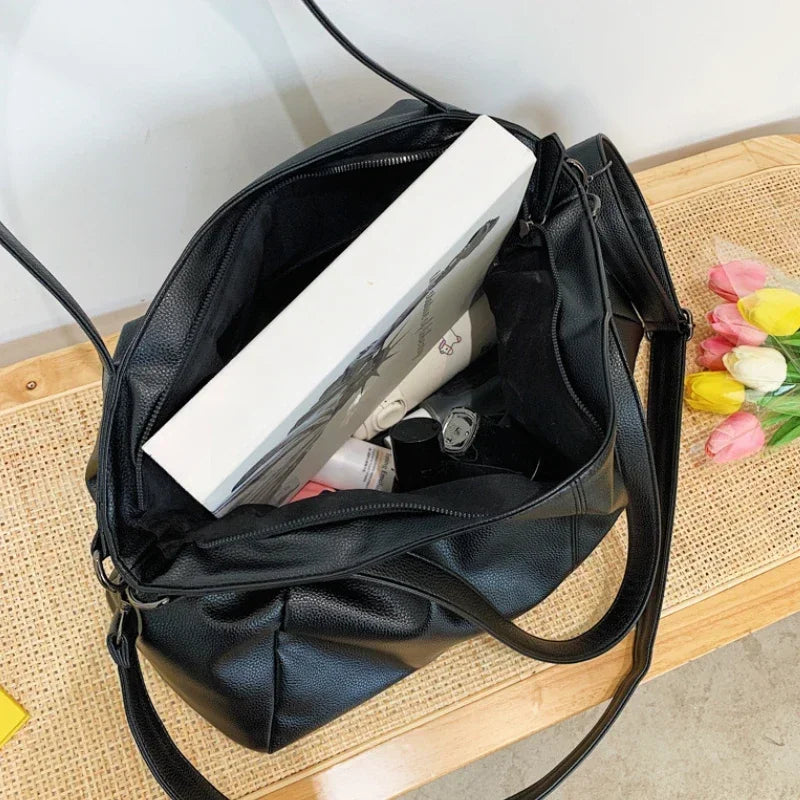 large soft leather school bag with zipper - Ezia