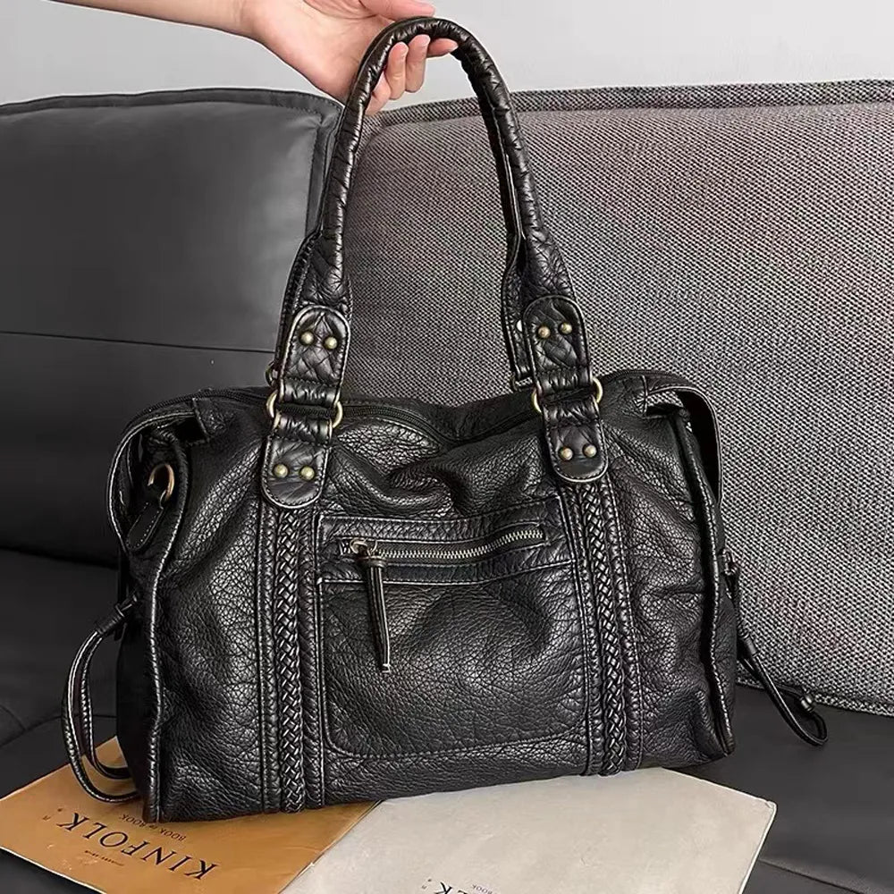 Soline vintage vegan leather shoulder bag