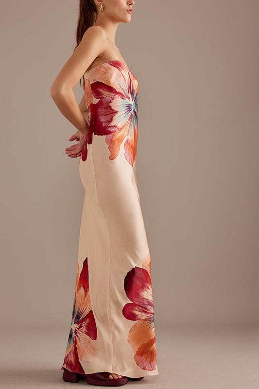BECKY | SATIN FLORAL MAXI DRESS