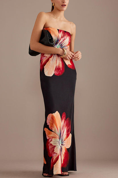 BECKY | SATIN FLORAL MAXI DRESS