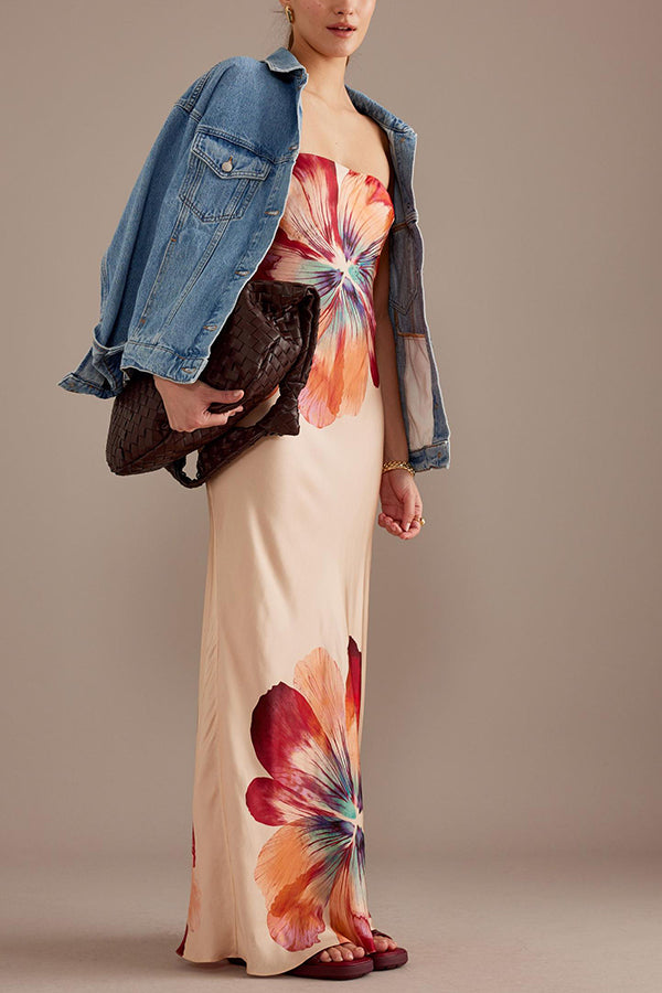 BECKY | SATIN FLORAL MAXI DRESS