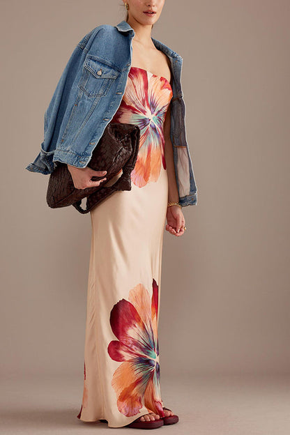 BECKY | SATIN FLORAL MAXI DRESS