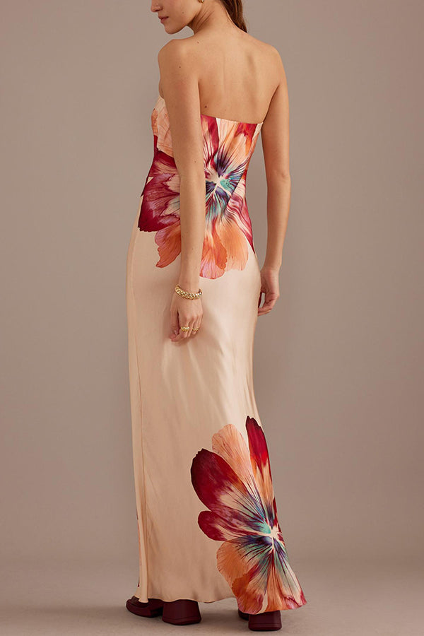 BECKY | SATIN FLORAL MAXI DRESS