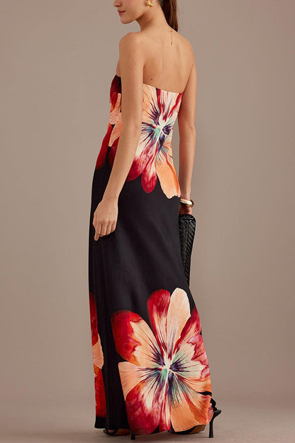 BECKY | SATIN FLORAL MAXI DRESS
