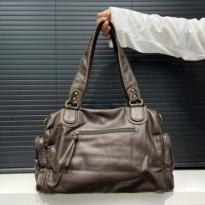 retro school shoulder bag, vegan leather - Elina
