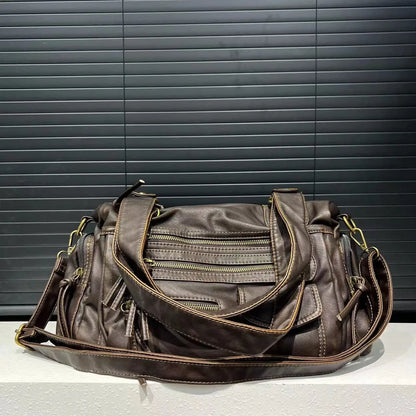 retro school shoulder bag, vegan leather - Elina