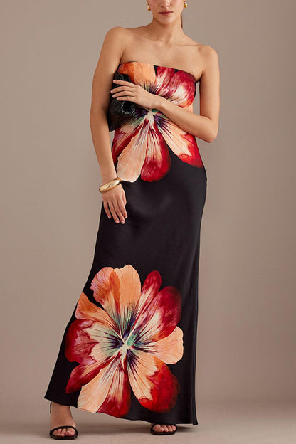 BECKY | SATIN FLORAL MAXI DRESS