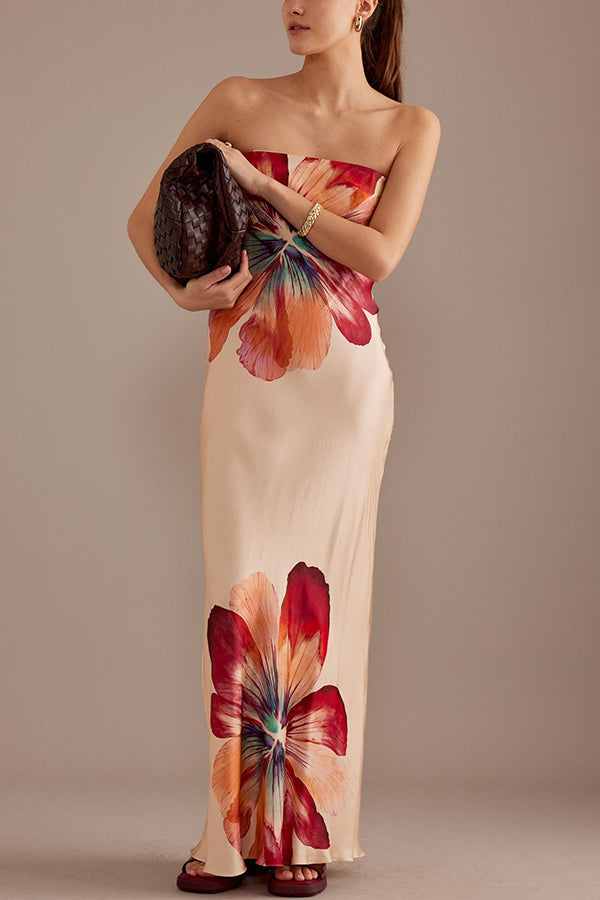 BECKY | SATIN FLORAL MAXI DRESS