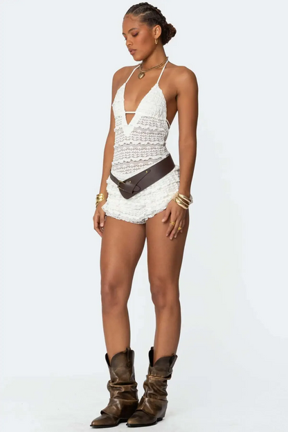 AMELIA | RUFFLED LACE ROMPER